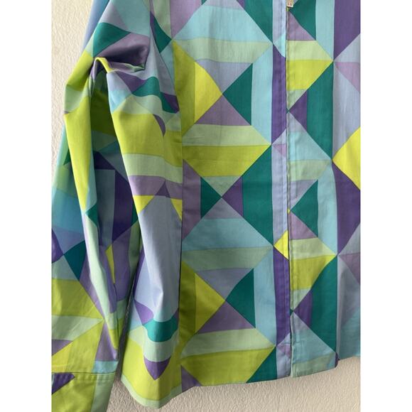 Bob Mackie Wearable Art Jacket Zip Front Geometric Pattern Pockets Size Large - Picture 2 of 16